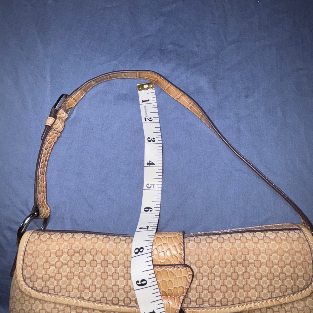 Vintage Y2K Nine West Baguette Shoulder Bag Tan Geo Canvas With Matching Wallet - Picture 3 of 8